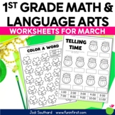March Math & Language Arts Worksheets for 1st Grade - Sain