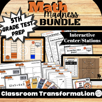 Preview of March Math Madness 5th Grade Test Prep Classroom Transformation BUNDLE