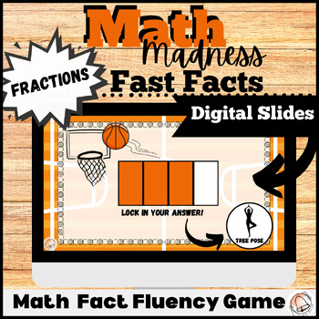 Preview of March Math Madness Digital Fraction Fast Facts Game | Fact Fluency Test Prep 