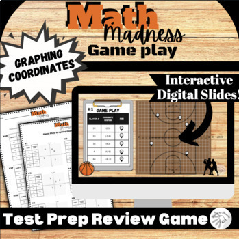 Preview of March Math Madness Graphing Coordinates Interactive Digital Slides Test Prep