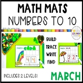 March Math Mats Numbers to 10 | PreK Kindergarten Number Mats