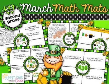 Preview of March Math Mats {second grade}