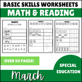 March Math & Reading Basic Skills for Special Education