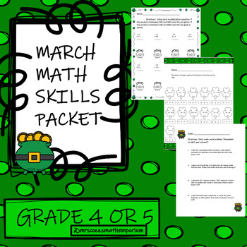 Preview of March Math Skill Review Grades 4/5