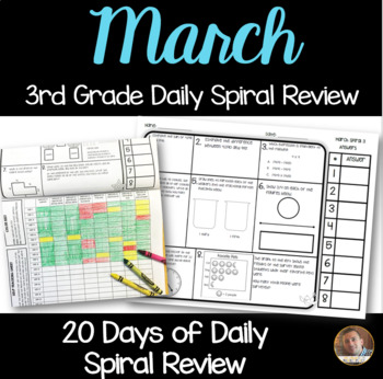 Preview of March Math Spiral Review: Daily Math for 3rd Grade (Print and Go)