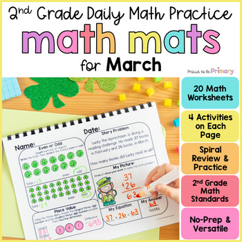 Preview of March Spring Math Worksheets Morning Work Centers - 2nd Grade Math Spiral Review