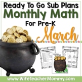 March Math Sub Plans for Pre-K 
