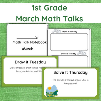 Preview of March Math Talks Google Slides with Student Notebook