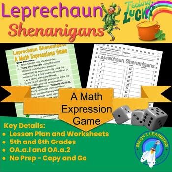 Preview of March Math Team Game - Leprechaun Shenanigans with Expressions