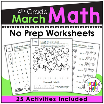 Preview of March Math Worksheets 4th Grade