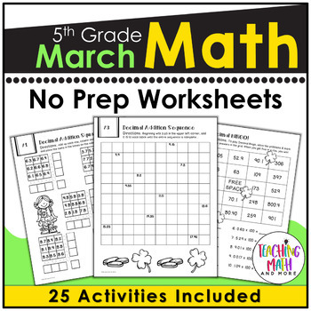Preview of March Math Worksheets 5th Grade