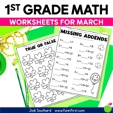 March Math Worksheets for 1st Grade - Saint Patrick's Day