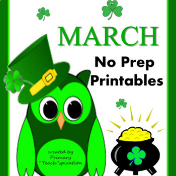Preview of March Math and ELA No Prep Printable Worksheets 1st Grade 2nd Grade
