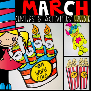 Preview of March Math and Literacy Centers, Activities and Crafts FREEBIE
