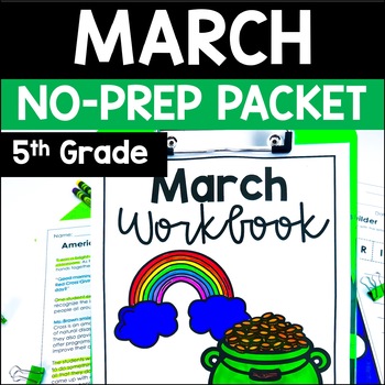 Preview of March Math and Reading Packet | 5th Grade St. Patrick's Day Activities