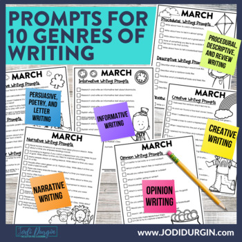 March Mega-Writing Packet {Task Card Prompts, Posters, & Writing Process}