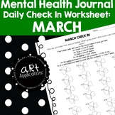 Mental Health: March Coloring Check In Worksheet