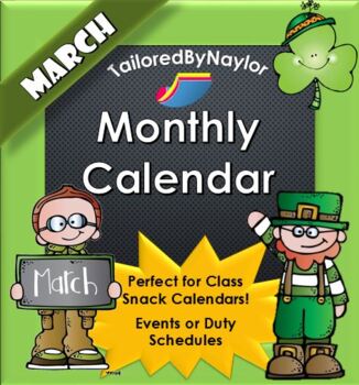Preview of March Monthly Calendar