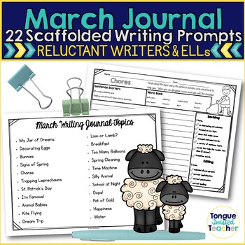 Preview of March Monthly Writing Journal Spring Writing Prompts
