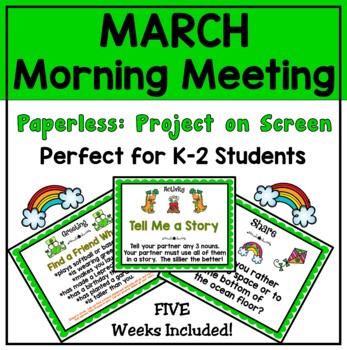 Preview of March Morning Meeting PAPERLESS PowerPoint and Google Slides