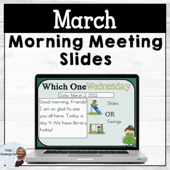 Preview of March Morning Message Slides | Kindergarten Meeting Prompts 