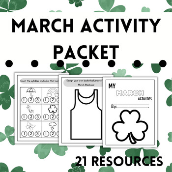 Preview of March Morning Work Early Finisher Packet for Preschool PreK & Kindergarten