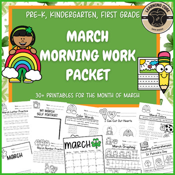 Preview of March Morning Work Packet Spring PreK Kindergarten First Grade TK UTK