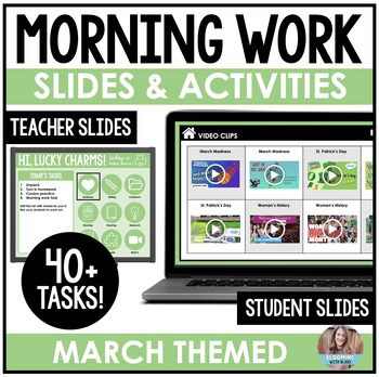 Preview of March Editable Morning Slides & Digital Activities Morning Work - 3rd, 4th, 5th