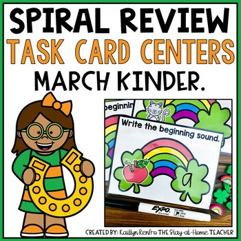 Preview of March Morning Work Spiral Review Centers for Kindergarten | St. Patrick's Day