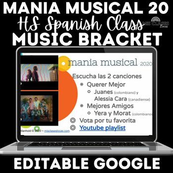 Preview of March Music Bracket - mania musical in High School Spanish class música
