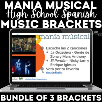 Preview of March Music Brackets for High School Spanish - mania musical 3 bracket bundle