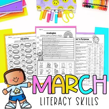 Preview of March NO PREP | Morning Work | 3rd Grade Literacy Worksheets | Language Arts