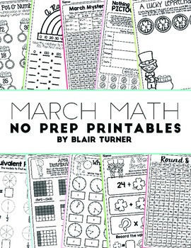 Preview of March NO PREP Math Printables