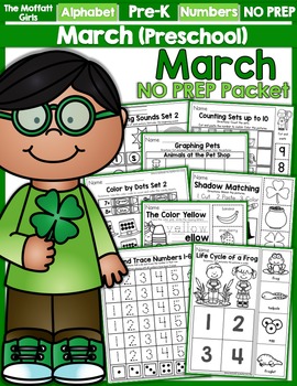 Preview of March NO PREP Packet (Preschool)