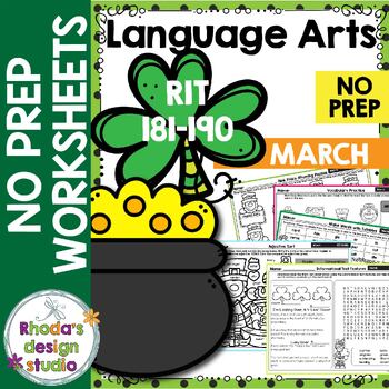 Preview of March: NWEA NO Prep ELA Reading Practice Worksheets RIT Band 181-190 Spiral