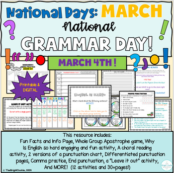 Preview of March National Days: National Grammar Day! March 4th