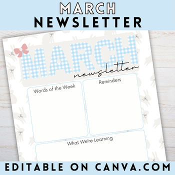 Preview of March Newsletter | Editable Easter Newsletter