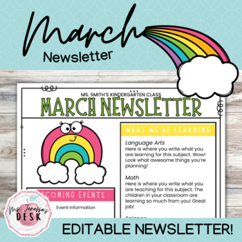 Preview of March Newsletter Template *Editable