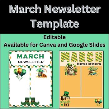 Preview of March Newsletter Template| Editable| Saint Patrick's Day