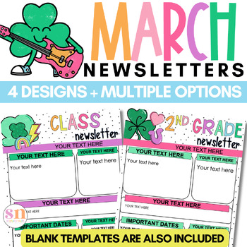 Preview of March Newsletters | St. Patrick's Day Newsletter | March Newsletter Editable