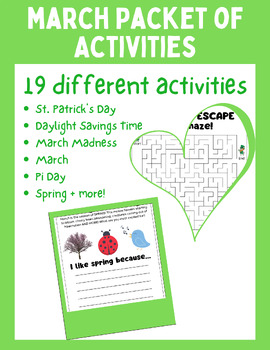 Preview of March No Prep Activity Worksheets | Morning Work | Spring St. Patrick + more!