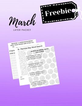 Preview of March No Prep Early Finisher Packet Preview