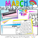 March No Prep Printables, math + literacy, emergency sub plans