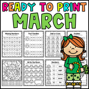 Preview of March No Prep Worksheets | St. Patricks Day Workbook | Ready to Print