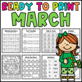 March No Prep Worksheets | St. Patricks Day Workbook | Rea