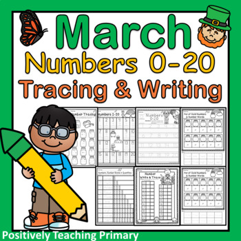 march number tracing and writing worksheets numbers 0 20 tpt