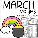March Pages K-2 Math and Literacy
