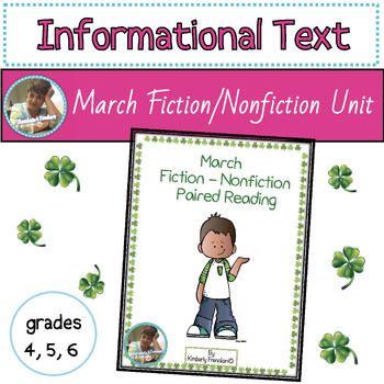 Preview of March Fiction & Nonfiction Paired Reading Passages, Task Cards, Sketch Notes