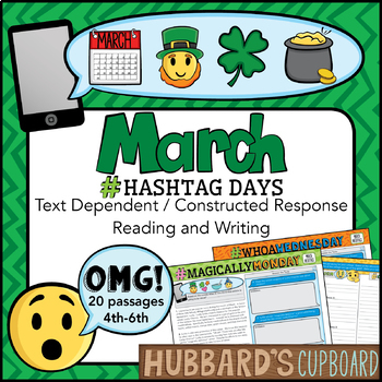 Preview of March - St. Patrick's Day Close Reading Passages - Text Dependent Writing Prompt