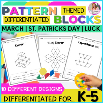 Preview of March Pattern Blocks | Shapes Puzzles For Math Centers | 2D Shape Mats